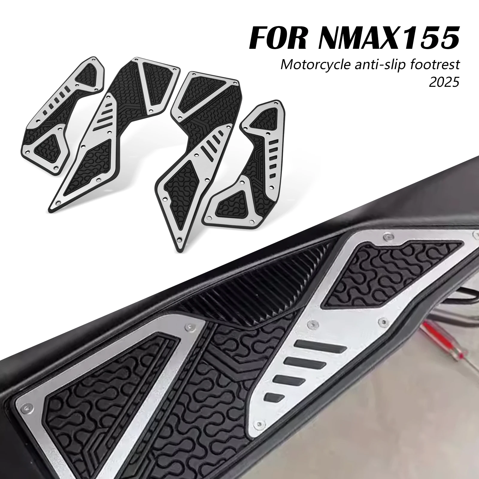 

New Motorcycles Footrest Pedal Plate Floorboard Step Pads Accessories For Yamaha NMAX155 NMAX 125 2025 2026 Decorative Parts