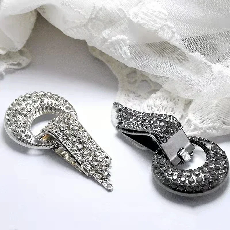 1 Pcs Clear Alloy Fur Duck Mouth Buckles Rhinestone Metal Buttons For DIY Sewing Clothing Handwork