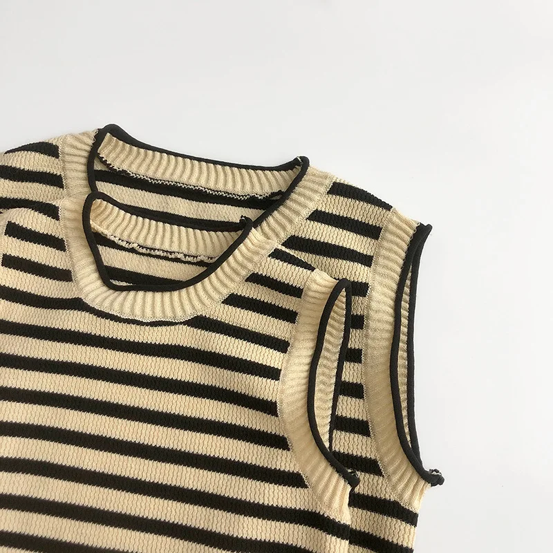 Pull en émail à rayures pour enfants, pull polyvalent pour tout-petits, veste décontractée pour garçons et filles, été, nouveau