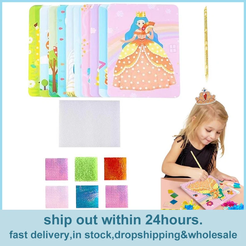 Poke Art Kits Kids DIY Poking And Painting Dress Educational Toys Creative Puzzle Puncture Painting DIY Kit For Girls Gift For