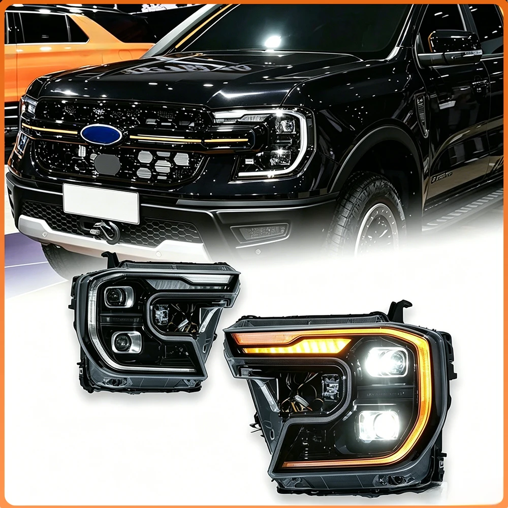 Conjunto de Faros Delanteros LED para Ford Ranger 2022-2024, Lentes con Luz Direccional, Actualización de Alta Calidad, Accesorios para Faros Delanteros