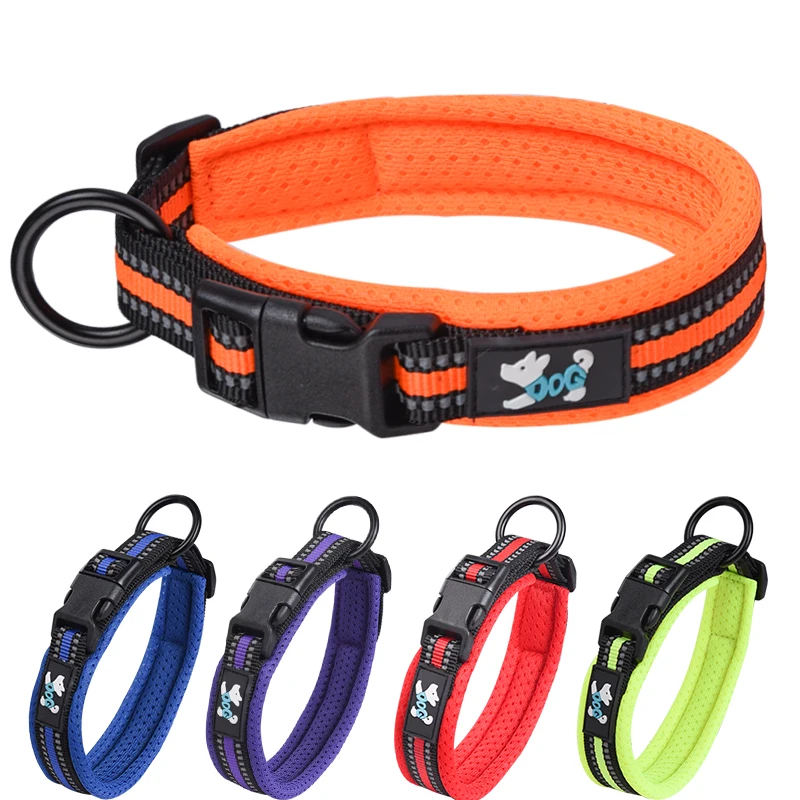 CP488 all breed Reflective Pet Dog Collar Soft Durable High Quality Nylon Dog Outdoor Collar For Small Medium Large Dogs