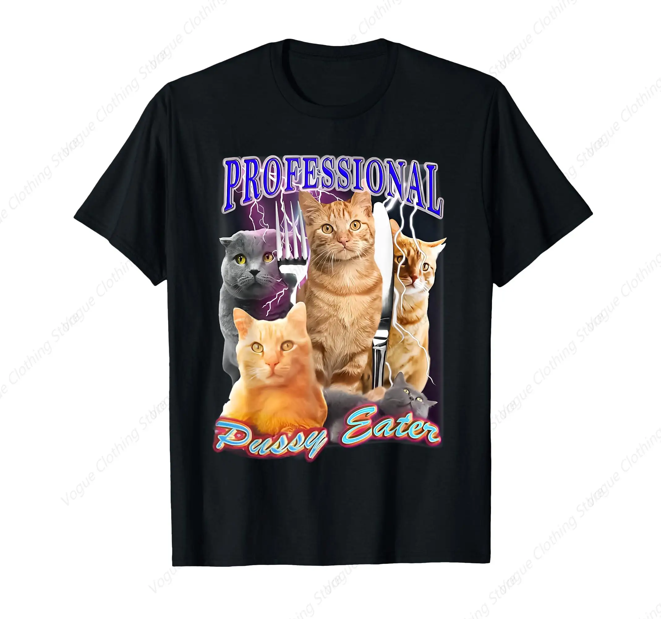 Professional Pussy Eater Funny Cat T-Shirt Comfortable Soft Short Sleeves Cotton Clothing Outdoor Leisure Daily Tee