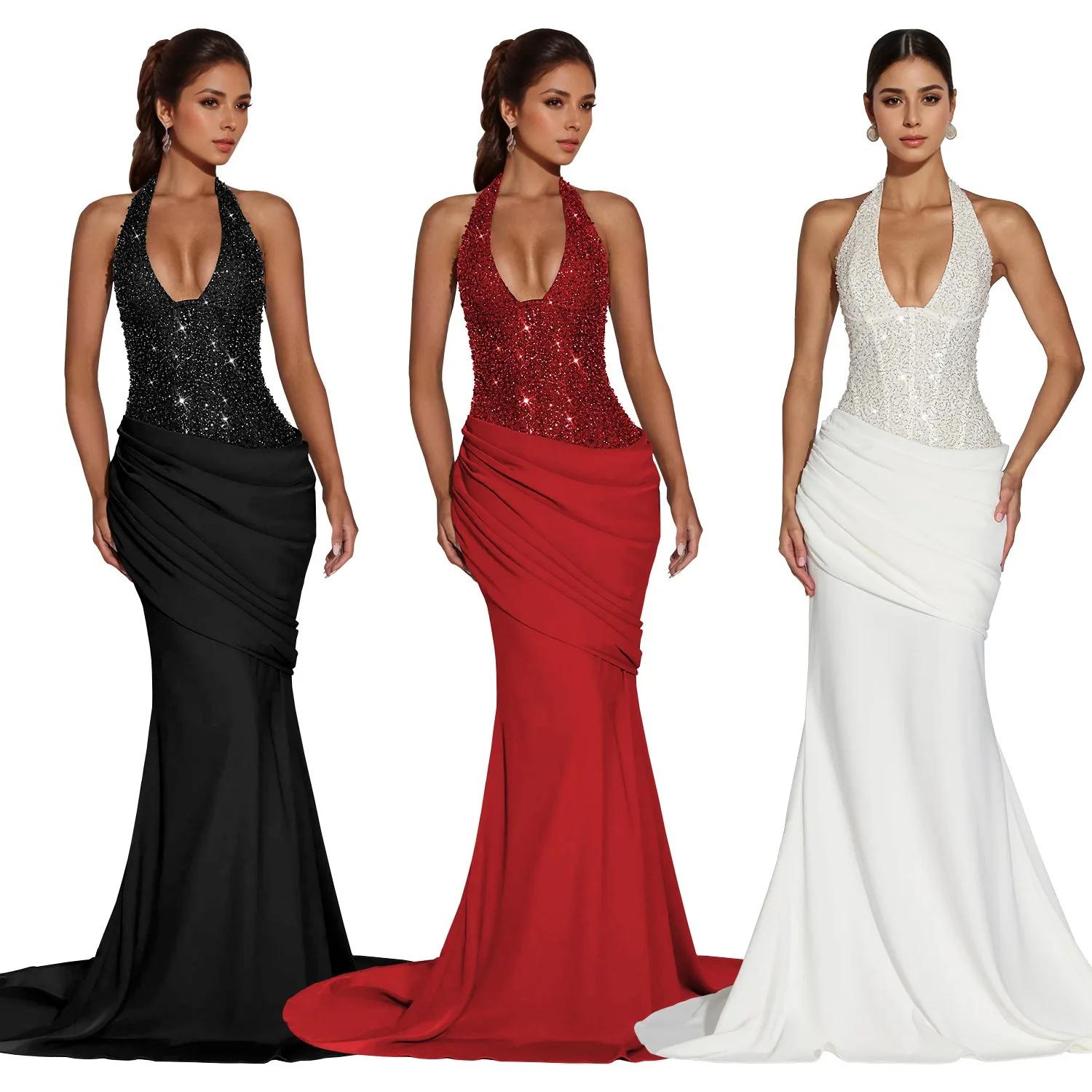 Nightclubs parties dances and banquets Elegant and sexy off-the-shoulder backless evening dresses