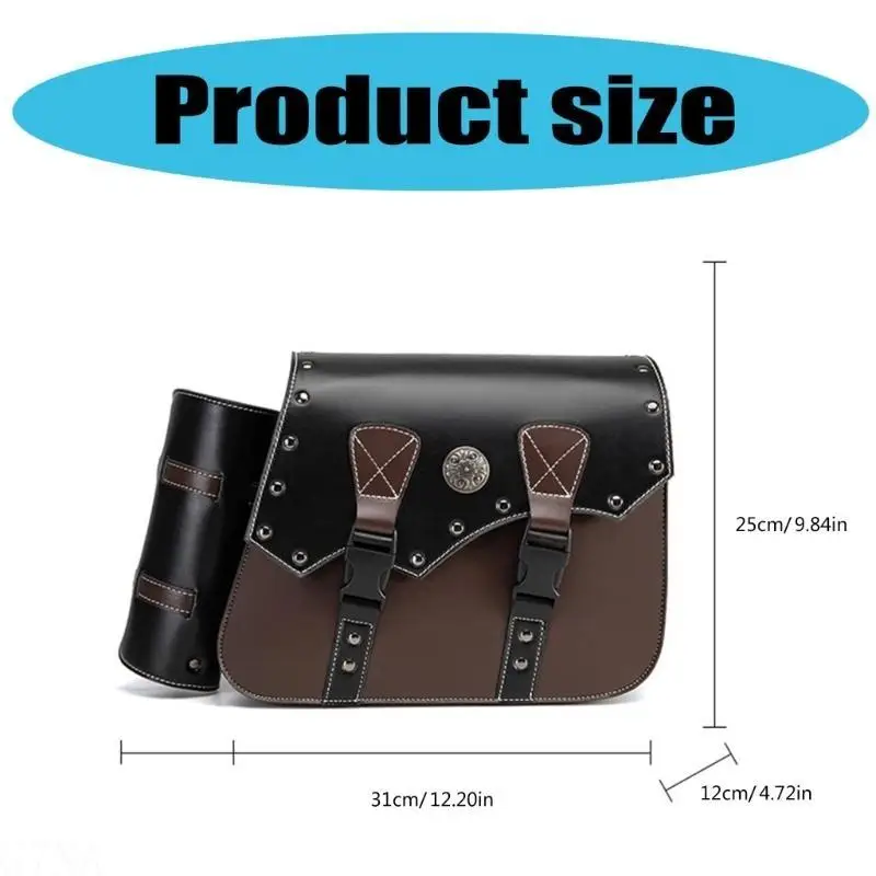 G7NA Klassische Motorrad-Satteltaschen mit verstellbaren Trägern, Konstruktionstasche aus PU-Leder zur sicheren Aufbewahrung des – Detail 6