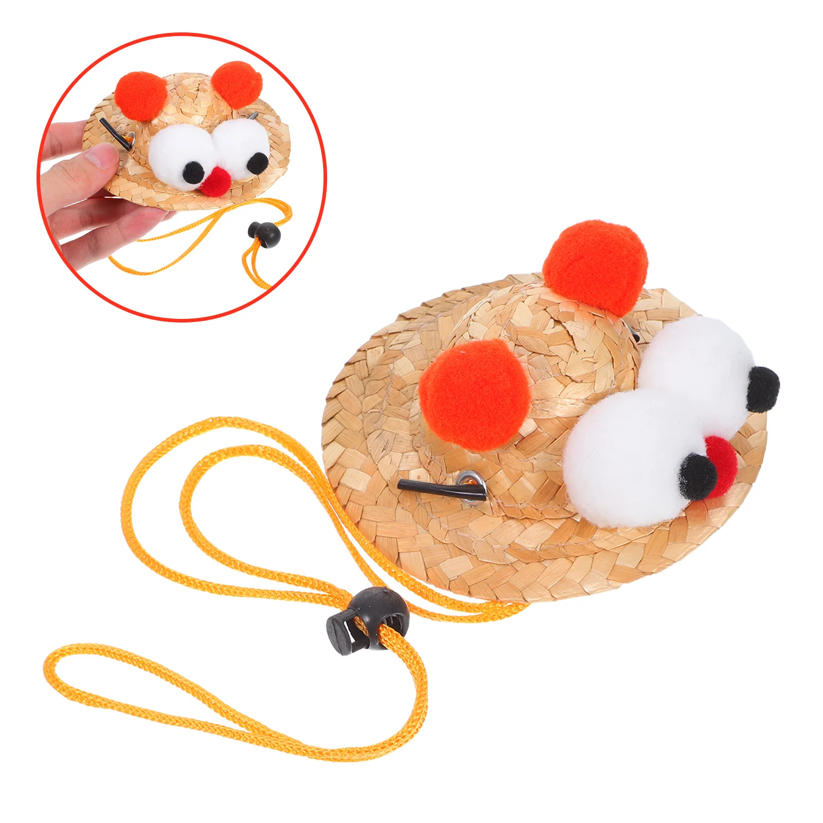 

Hamster Straw Hat 1 Piece Cute Tiny Pet Cap with 3D Eyes Design for Rabbit Bearded Party Photo Prop Accessory