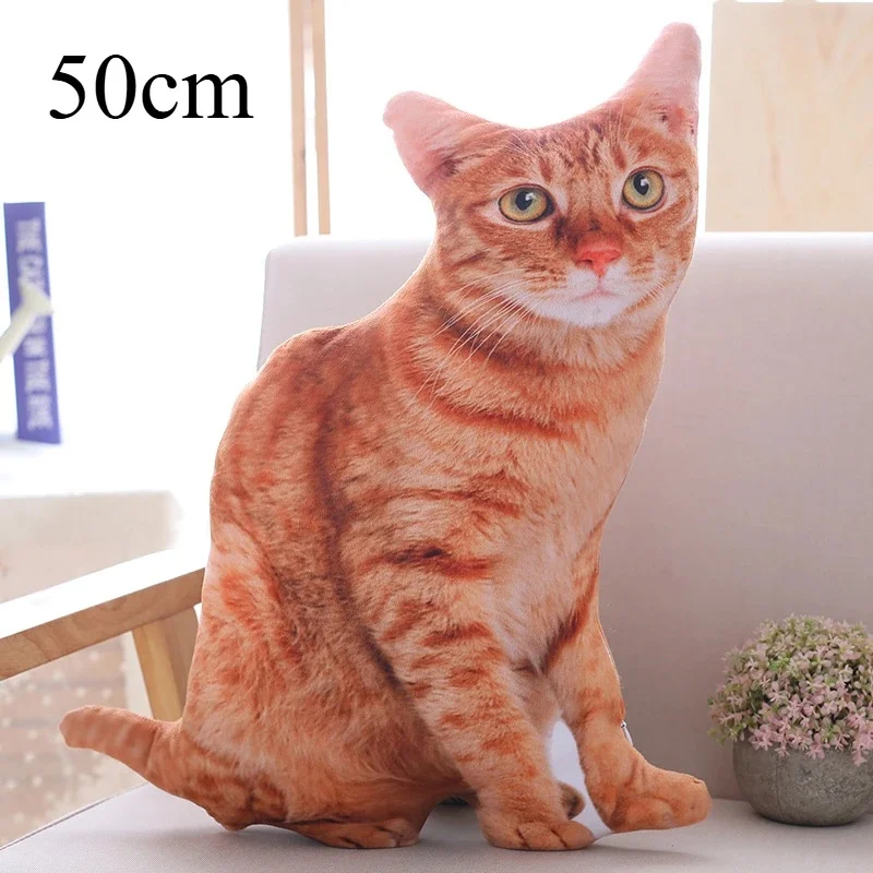 Peluche Realistico 3D Gatto Bambola Morbido Cartone Animato Simulazione Gatto Peluche Cuscino Farcito Kawaii Animali di Peluche Cuscino Giocattolo per Bambini Ragazze