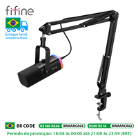 FIFINE Dynamic XLR Microphone Kit with Boom Arm for Mixer,Gaming USB Mic Set with RGB,Volume Control for PC PS5/4 AmpliGame AM8T