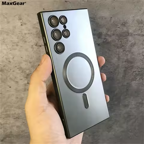Luxury Metallic Matte Armor For Magsafe Magnetic Case For Samsung S24 S23 S22 S21 Ultra Plus FE Note20 A15 A05S A55 A35 Cover