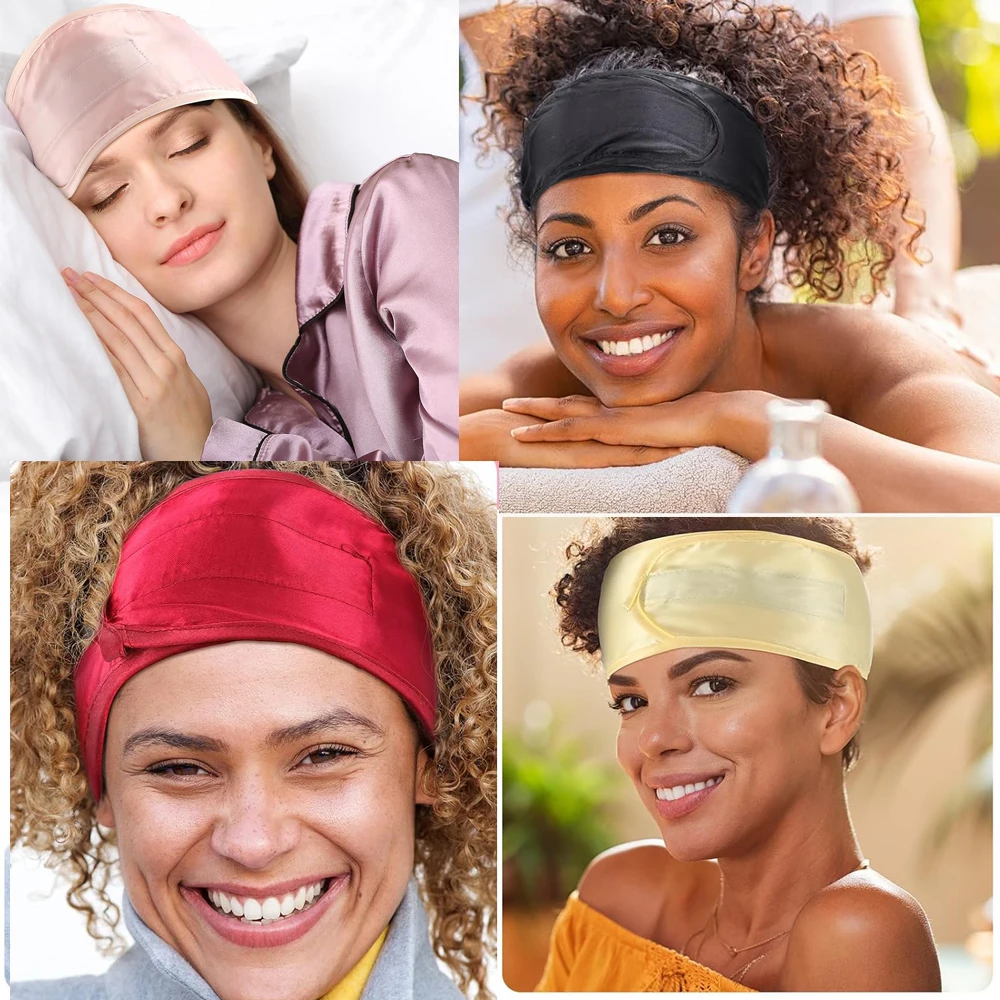 Satin Hair Wrap Scarf Satin Headband for Black Women's Hair Adjustable Silk Hair Wraps for Sleeping Nonslip Strips