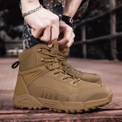 Mens Tactical Boots Mens Desert Waterproof Work Safety Shoes Climbing Hiking Shoes Ankle Mens Outdoor Boots