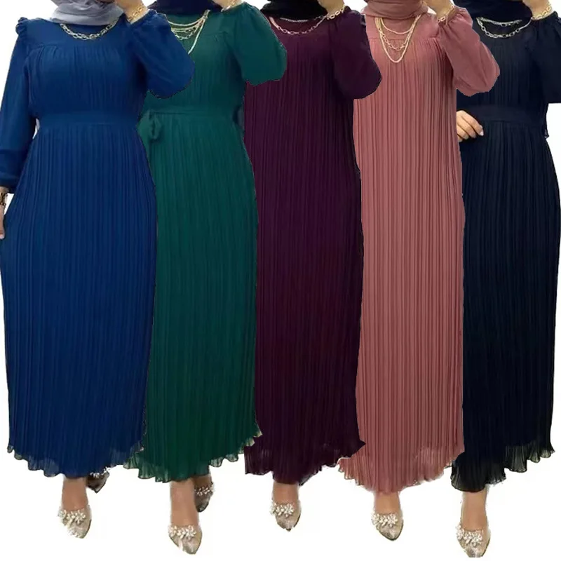 

Ид 2026 мусульманское женское праздничное платье Абая Дубай женские кафтаны вечерние плиссированные платья Марокко ислам халат Femme Musulmane Vestidos