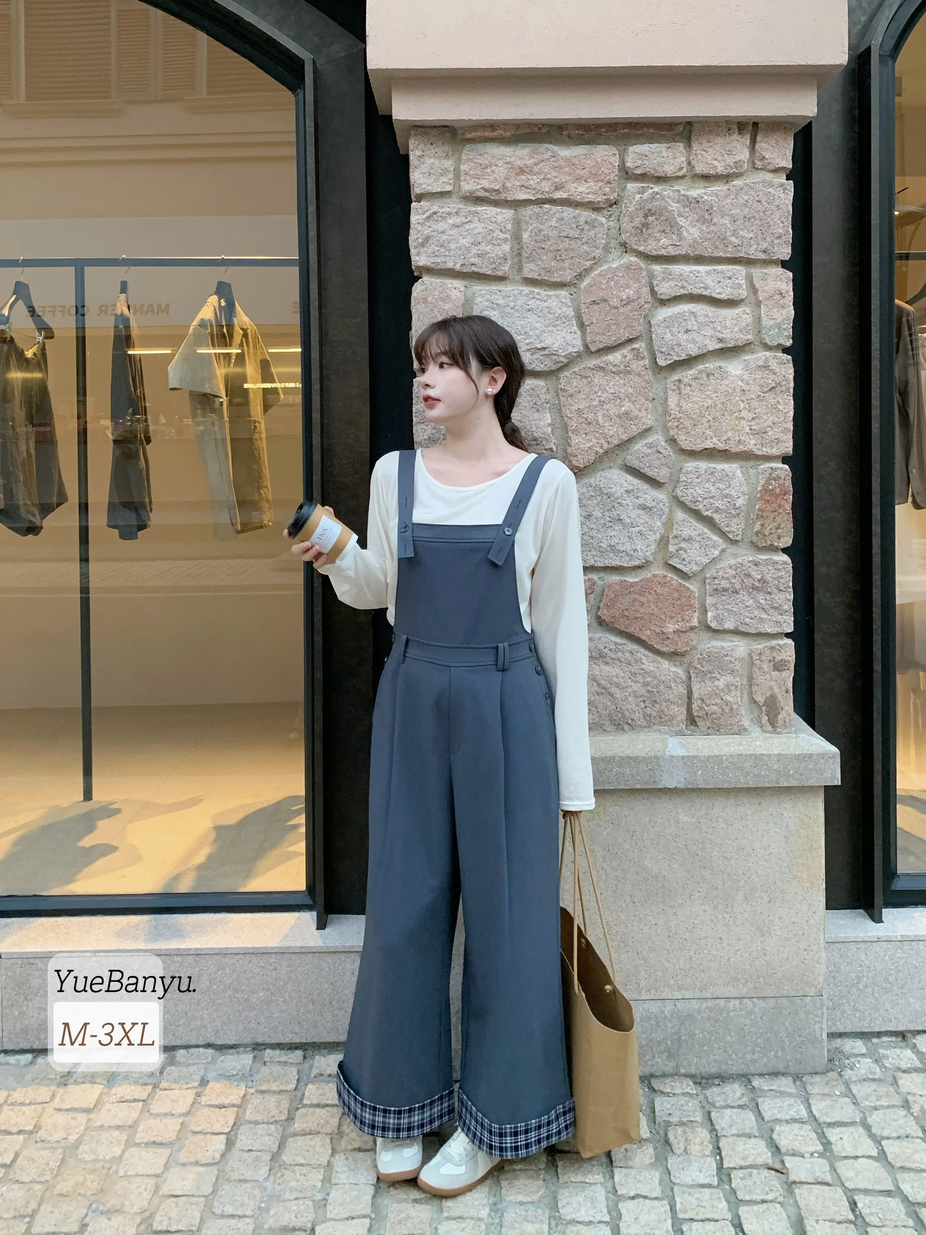 

Широкие прямые брюки-комбинезон женские осенние, свободные, универсальные, в пол, для работы, с высокой талией, длинные брюки