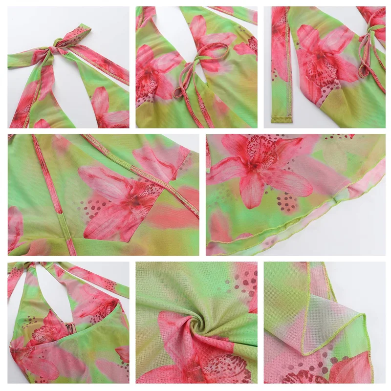 ABP-Mini vestido feminino halter com decote baixo, recorte sem mangas, boho, vestidos curtos, costas abertas, festa noturna, saída, vestido de verão