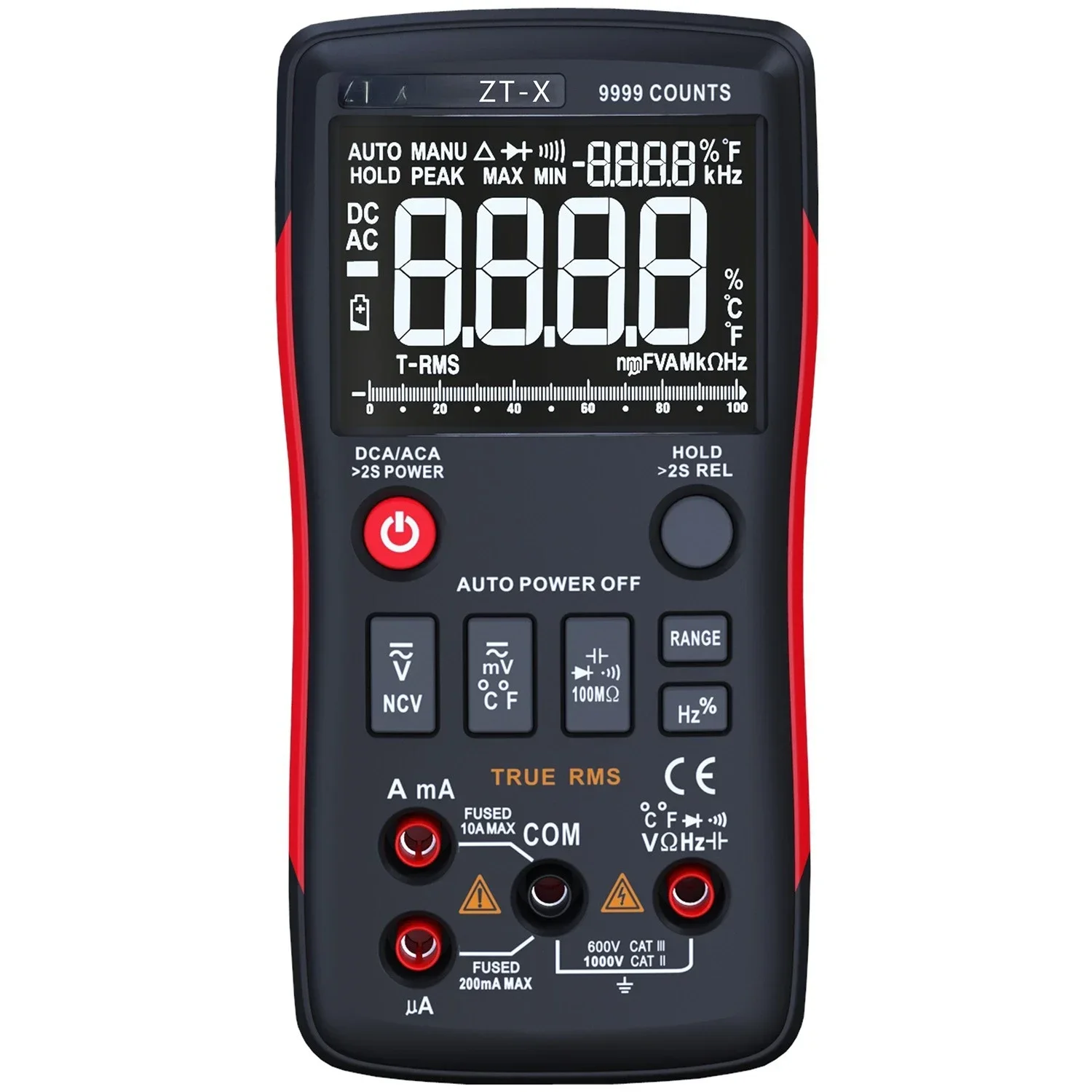 ZT-X Push-up Digital Multimeter with Analog Bar HD Three Display 9999 Words