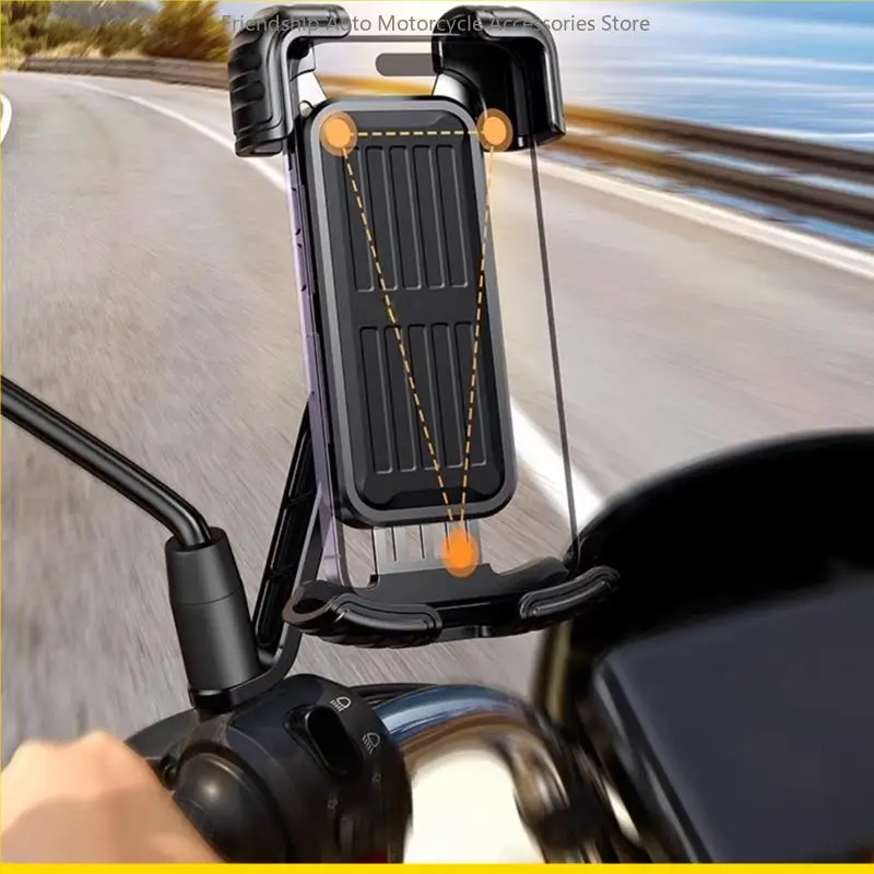 

Motorcycle Phone Mount Bike Handlebar Phone Mount Aluminum Mobile Phone Hold Flexible Support for 4.7-7" Smartphones