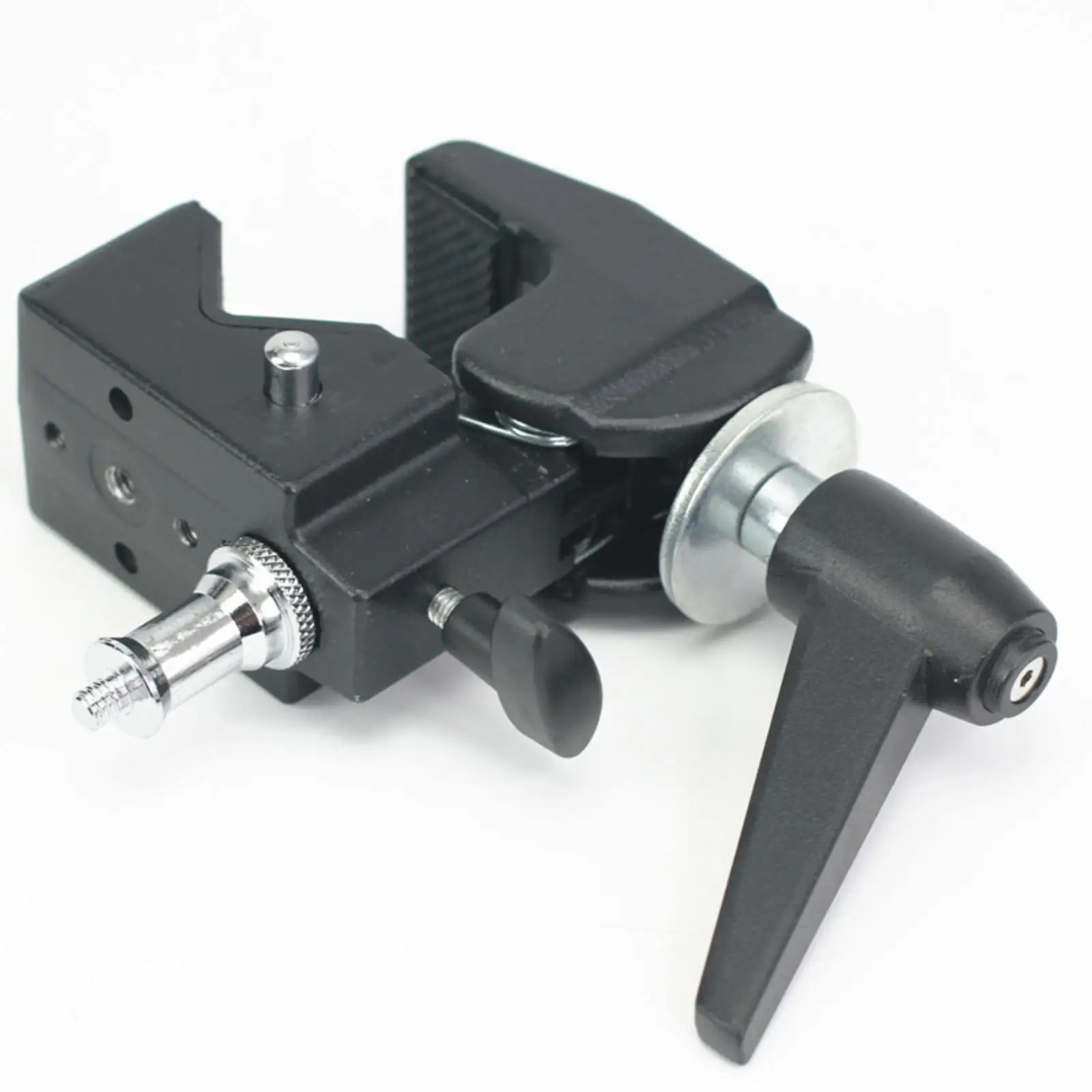 Sturdy Photography Clamp Clip for Foam Board and Light Stand with Silver Mounting Pin and Lever Handle for Camera Tool