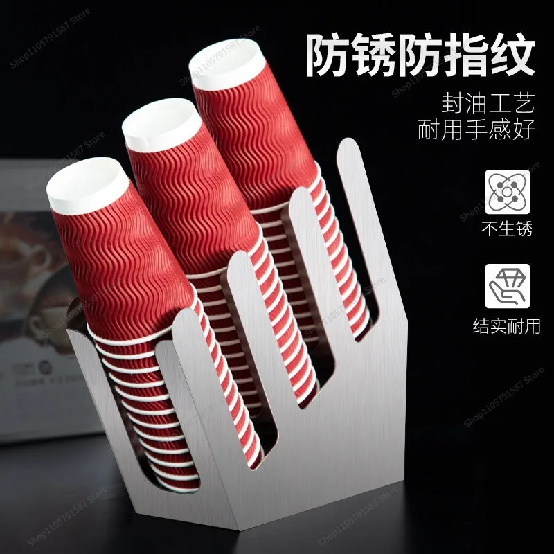 For Paper Cup Holder, Three-grid Coffee Shop Storage Diagonal Top Storage Rack, Milk Tea Shop Desktop Large-capacity Commercial