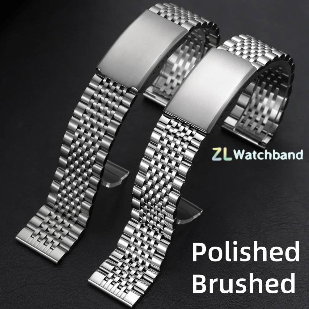Stainless Steel Watch Strap 18mm 20mm 22mm for Omega Seamaster Speedmaster Curved End Metal Strap Business Replacement Bracelet