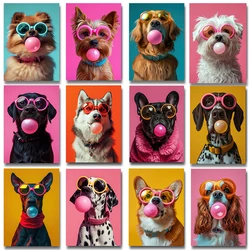 dog pink bubblegum sunglasses poster Shiba Inu French bulldog Corgi canvas painting print wall art picture room home decor