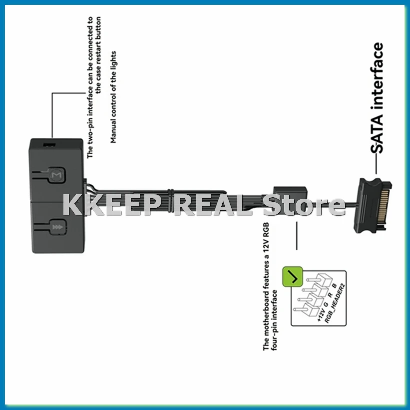 5V 3Pin ARGB to 12V 4 Pin RGB Converter 5V/3pin ADD-RGB to 12V/4PIN Adapter Sync with Motherboard 5V 3pin Controller-A57M