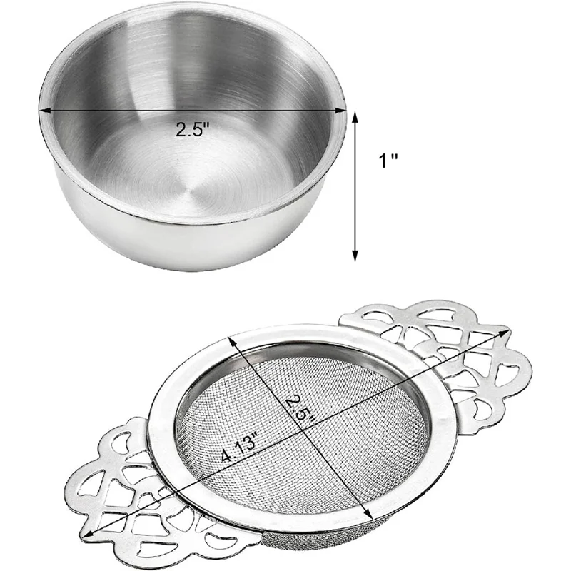 6Pack Tea Strainers with Drip Bowl,2.5 Inch Tea Filters for Loose Leaf Tea, Stainless Steel Mesh Tea Infuser with Handle