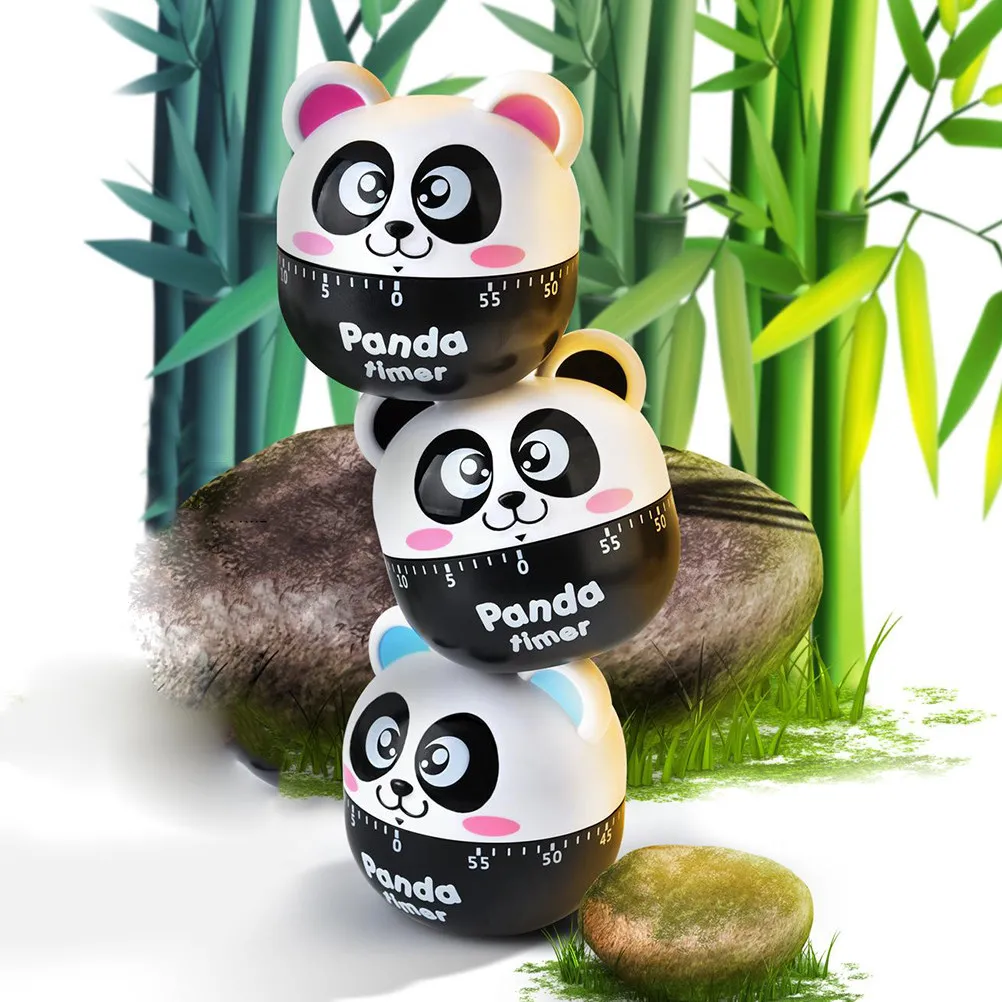 Creative Kitchen Timer Panda Shaped Blue Plastic Mechanical Countdown Clock for Baking Cooking Household Kitchen Timer