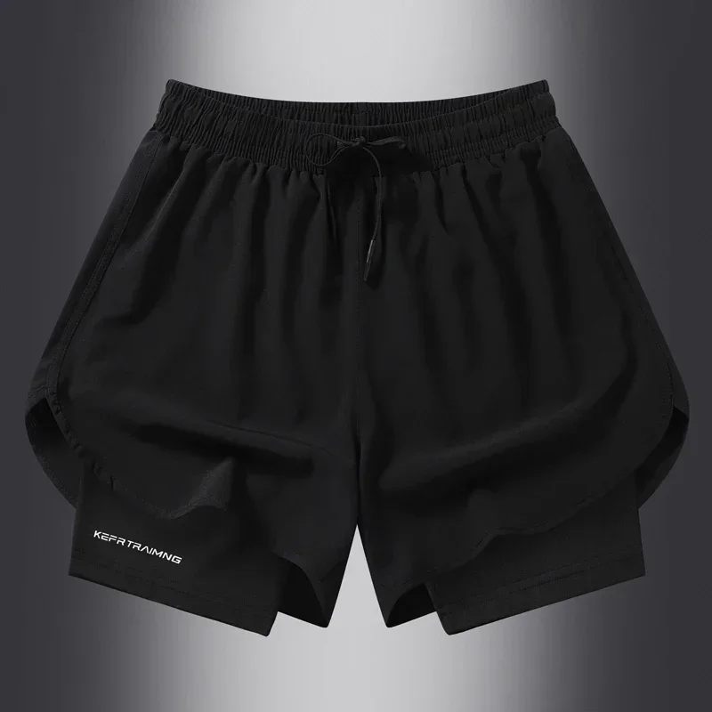 Unisex Running shorts for can hold mobile phones for sports, summer thin layer breathable quick drying elastic capris