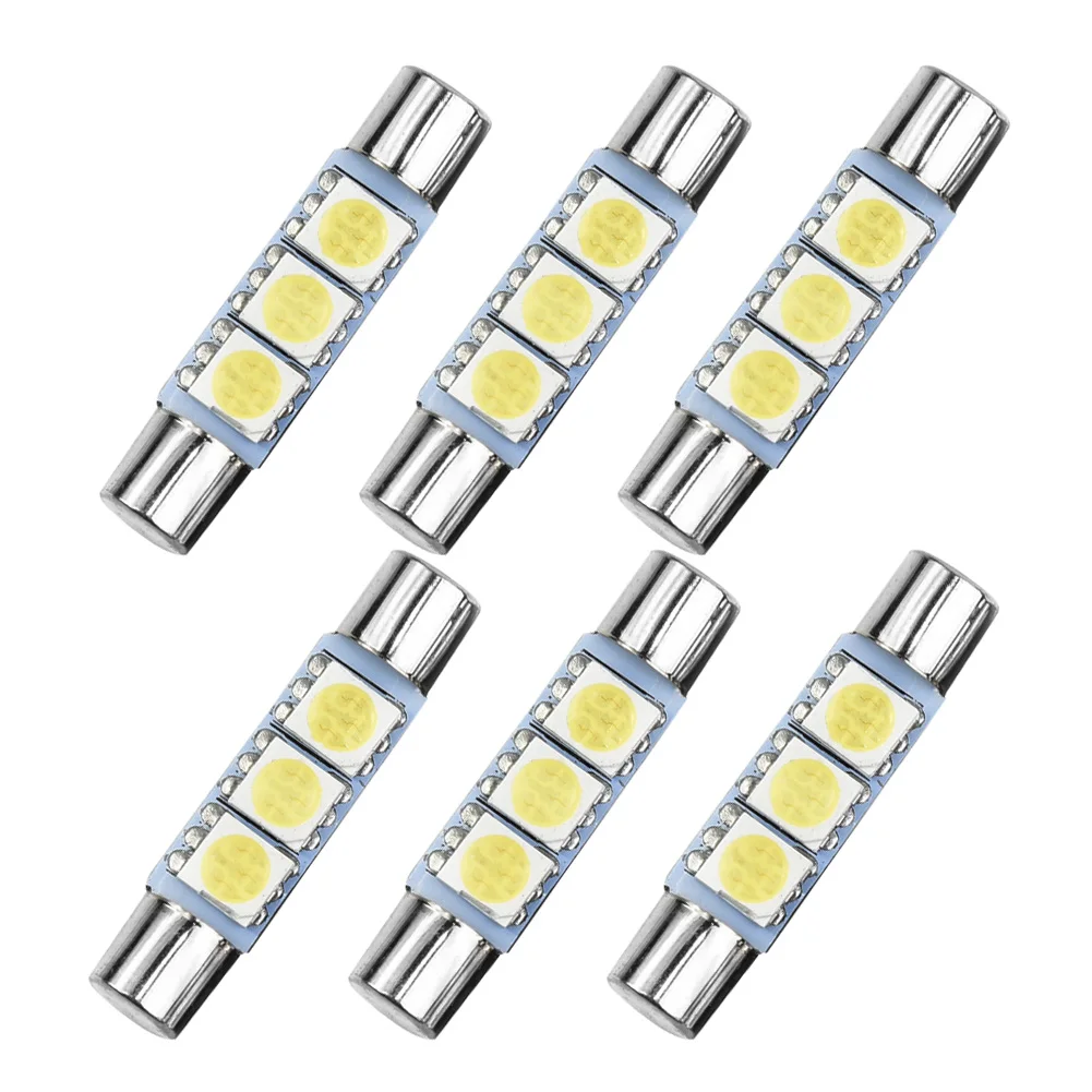 6pcs Auto Car Xenon White Light 3SMD 6641 6614F LED Bulb Sun Visor Makeup Mirror Light Car Interior Decoration    Reading Lights