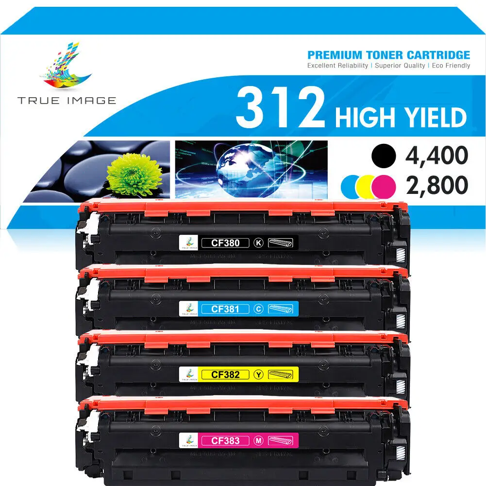 4 PK CF380A ชุดตลับหมึกสำหรับ HP 312A สี LaserJet Pro MFP M476dn M476nw