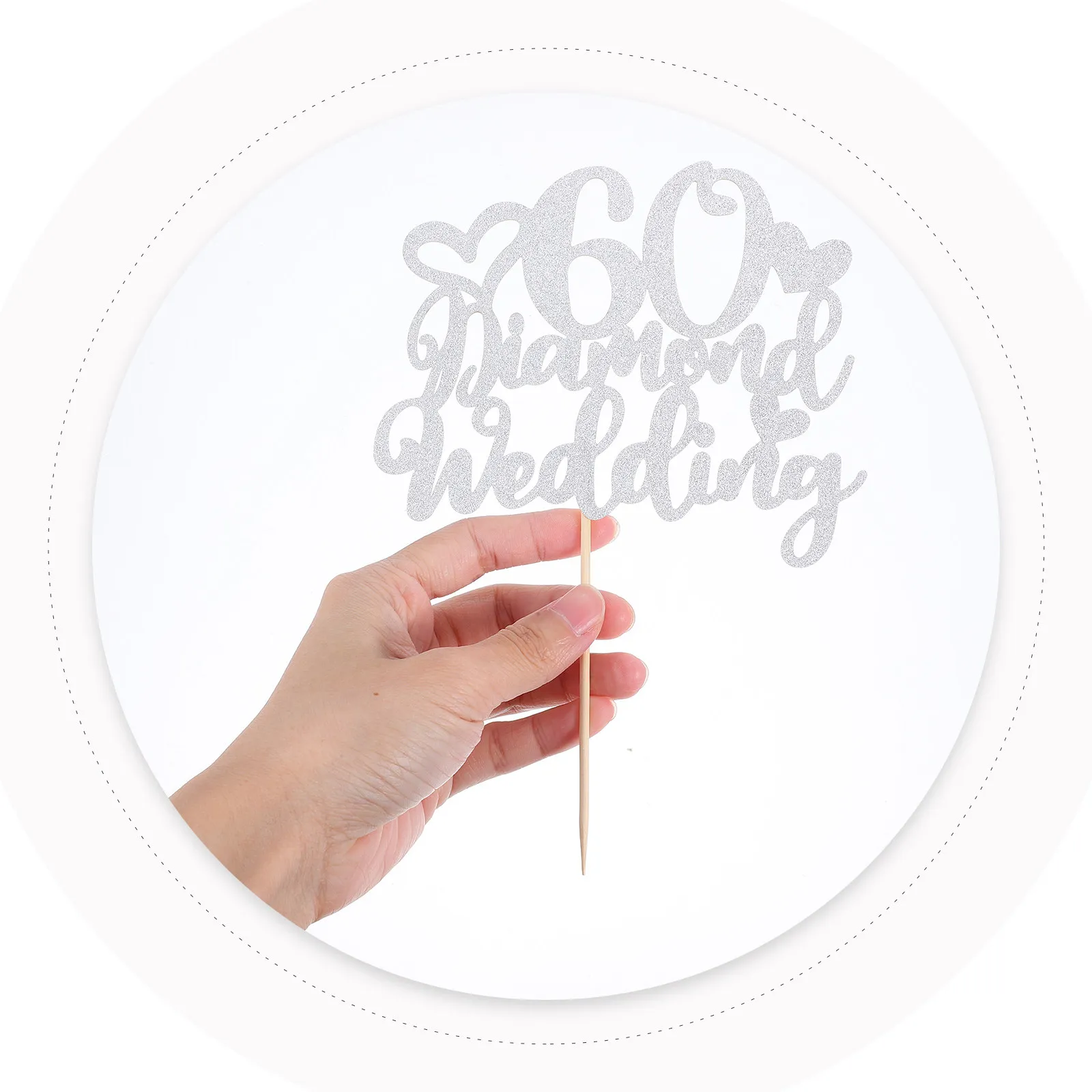 

10Pcs Silver Anniversary Cake Toppers 60Th Wedding Party Decorations Elegant Happy Anniversary Cake Decoration Home Celebration