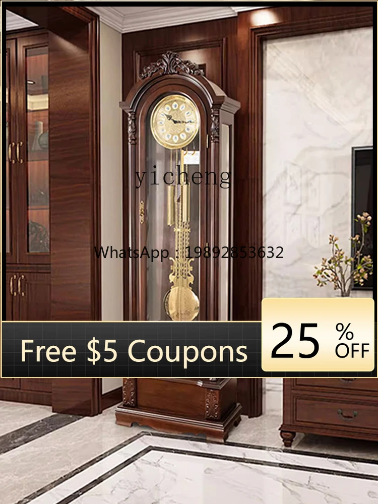 

ZC American retro mechanical floor clock living room decorative standing clock luxury solid wood table clock