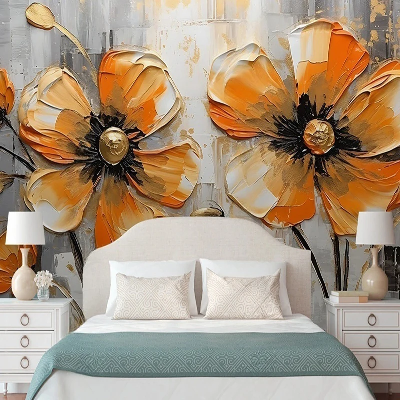 Custom Wallpaper Modern Abstract 3D Oil Painting Flower Photo Murals Living Room Bedroom Dining Room TV Home Decor Wall Art