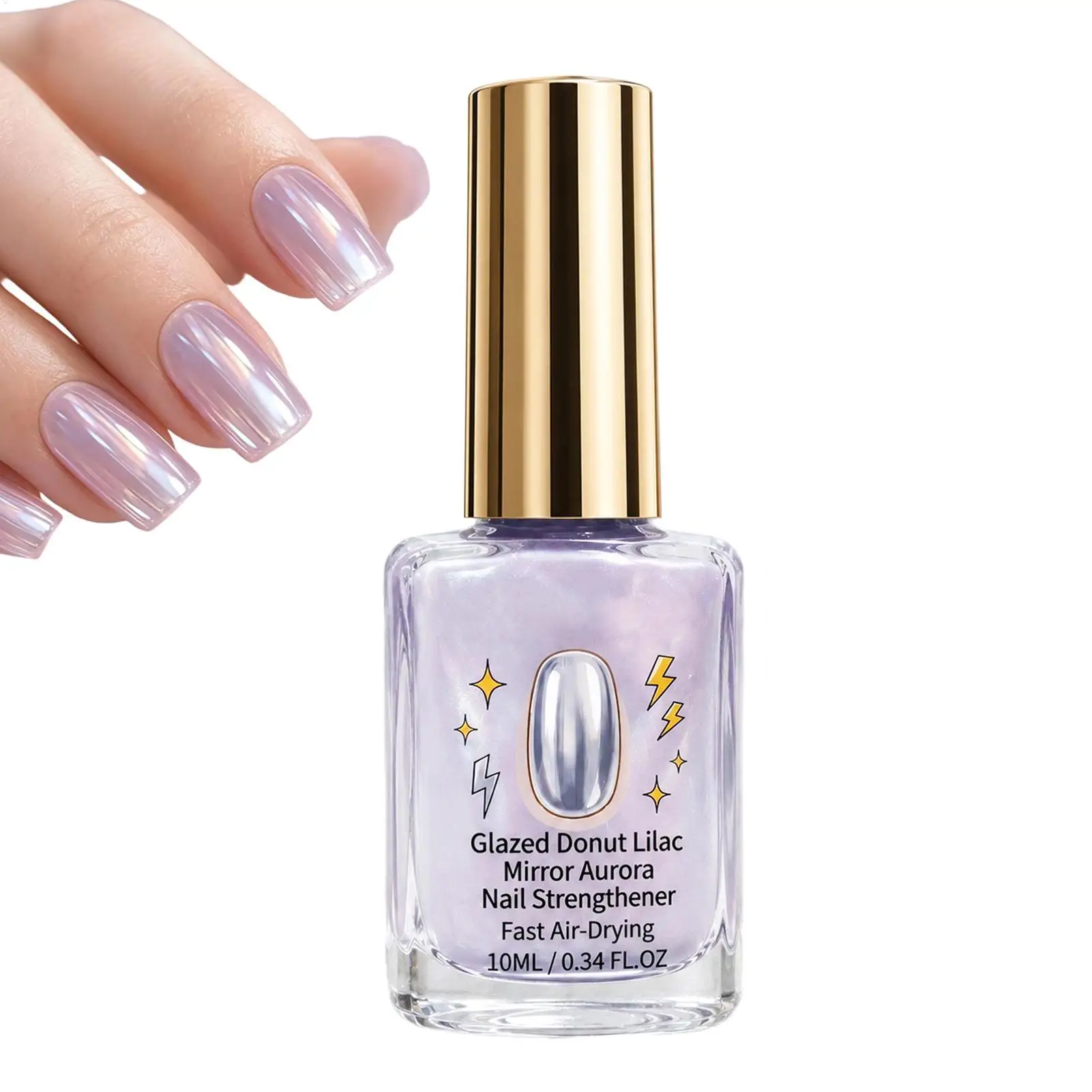 10ml Lavender Nail Hardener Quick Dry Glossy Nail Strengthener Mirror Shine Nail Polish Protective Manicure Care Treatments