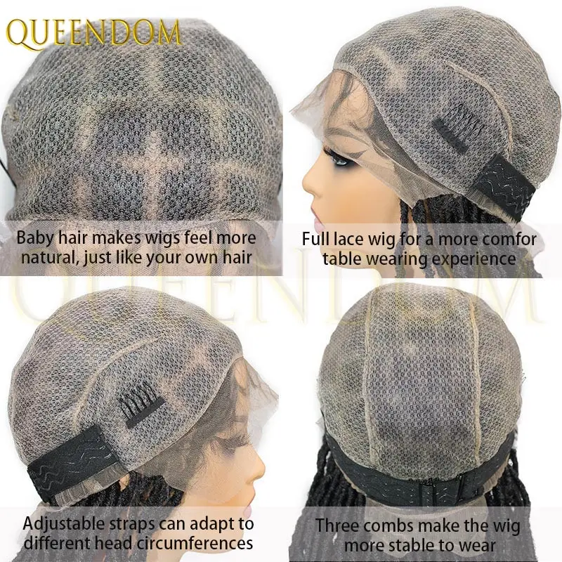 Parrucca anteriore piena in pizzo da 40 pollici per donne nere Trecce sintetiche a farfalla Locs Parrucca morbida senegalese Twist 360 Facile da indossare e stile