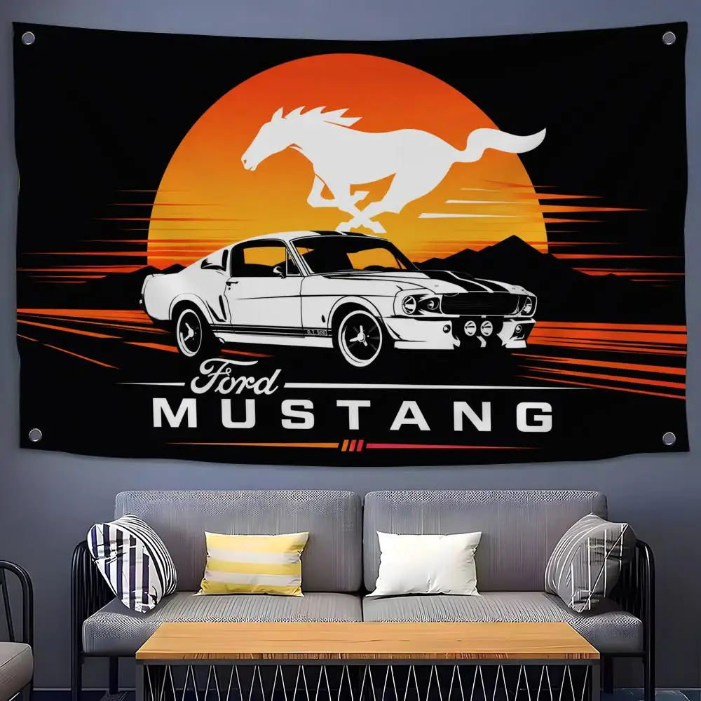 F-Ford Mustang Flags Flags for Room, Bedroom, Home, Outdoor, Wall Hanging, Concert Print, Art Banner