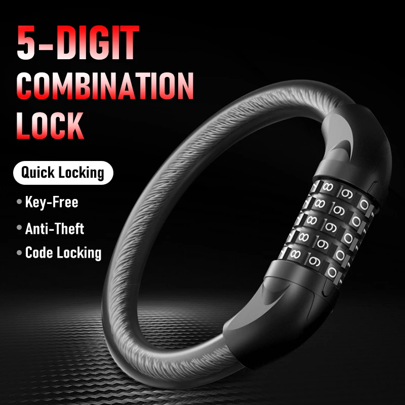 High-Security 5-Digit Bike Lock-Reinforced Steel Anti-Theft Lock for Bicycles/Mountain Bike/Scooters - Weatherproof & Durable
