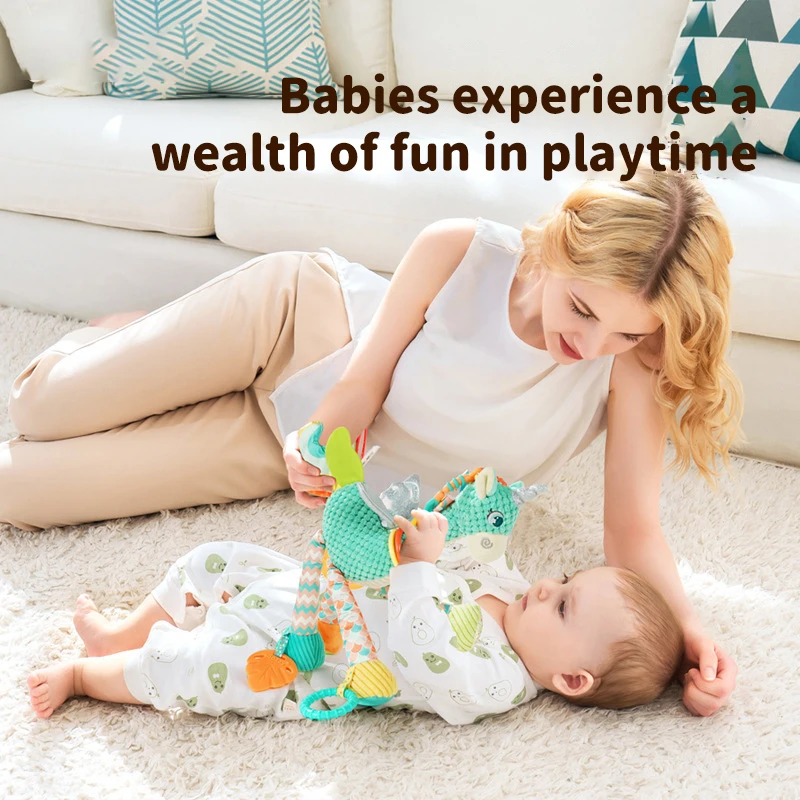 Baby Handheld Toys Bed Bells Cute Soft Giraffe Zebra Animals Handbells Rattles Music Teether Can Bite Baby Grip Training Toys