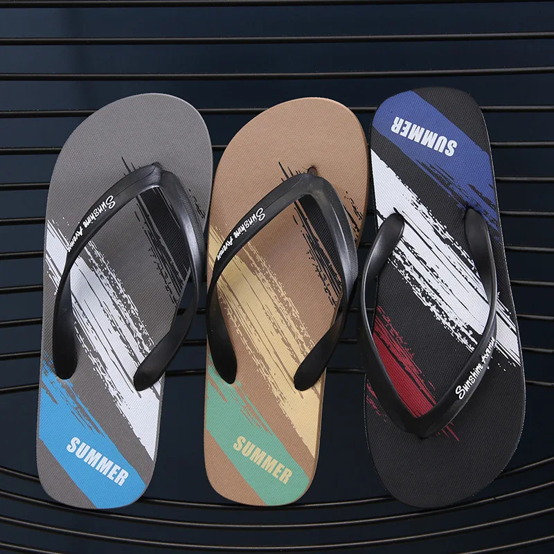 Summer Slippers Men Flip Flops Beach Sandals Non-Slip Casual Flat Shoes Casual Slipper Indoor House Shoes For Men Outdoor Slides