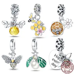 100% 925 Strerling Silver Bee Series Charms Fit Original Pandora Bracelet Beads DIY Jewelry For Women New in Hot Sale