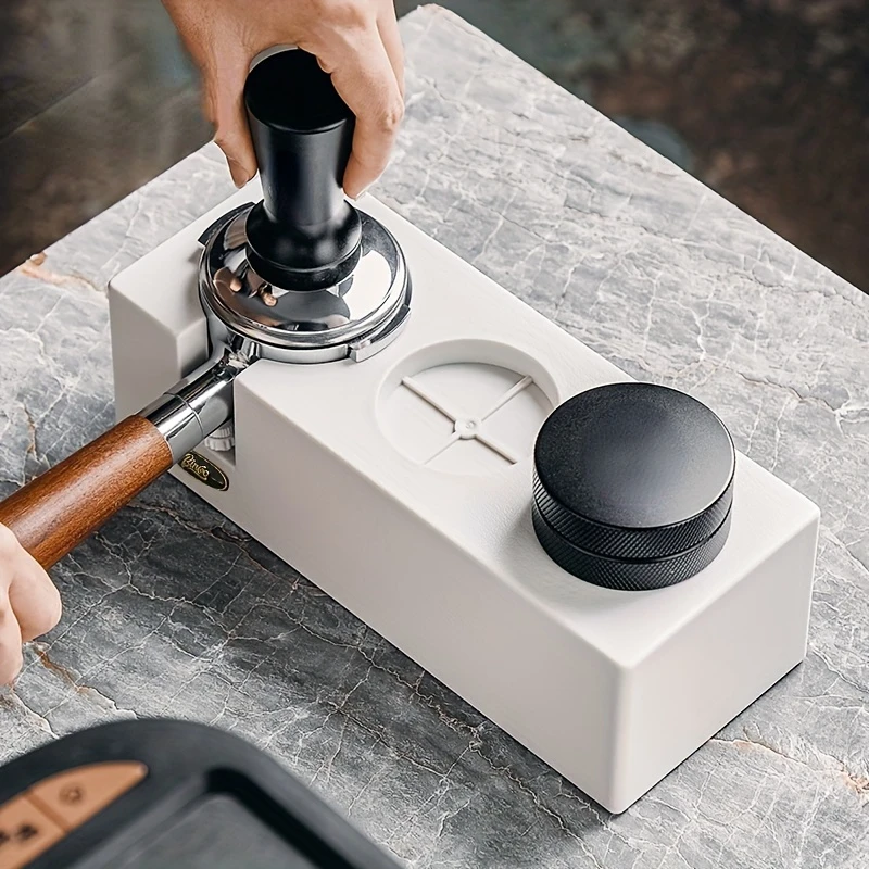 Espresso Tamper Holder and Mat - Tamping Station for Barista Tools - Protects Countertops - Improves Espresso Quality