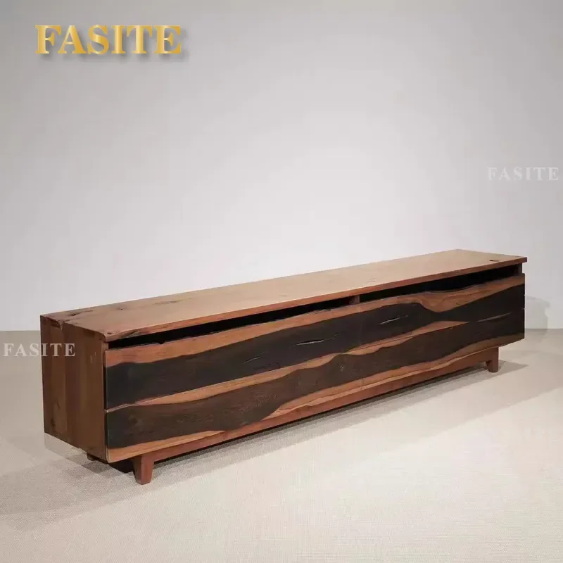 For TV Cabinet Wooden Pull Out Side Table Original Wabi Sabi Design Living Room Storage Furniture Minimalist Home Decor