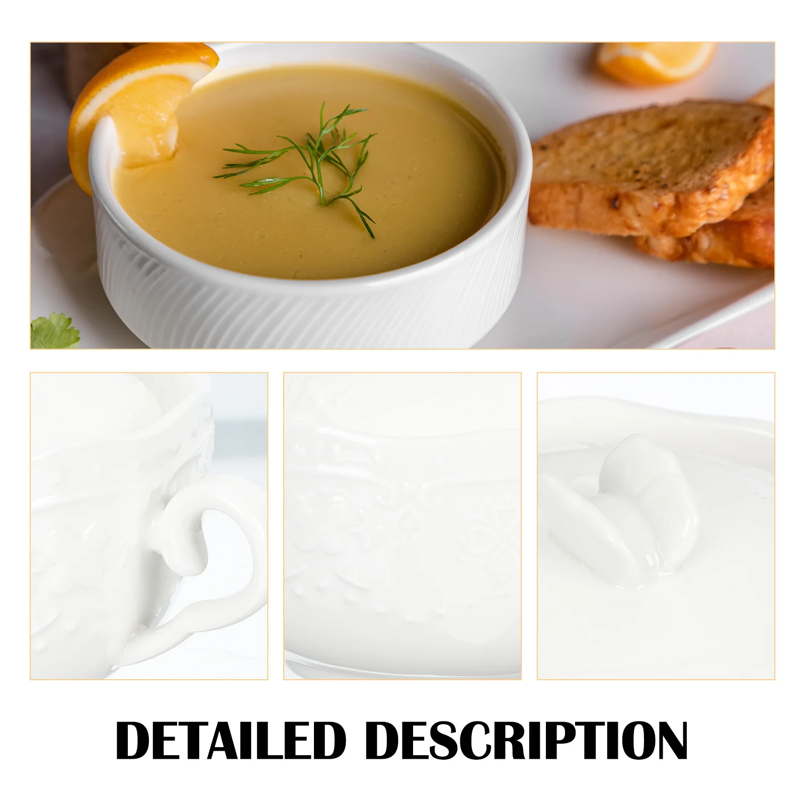 

1Set Double Handle Desserts Bowl Embossed Butterfly Ceramic Bowl for Salads Snacks Milk Breakfast and Gifts Bowls