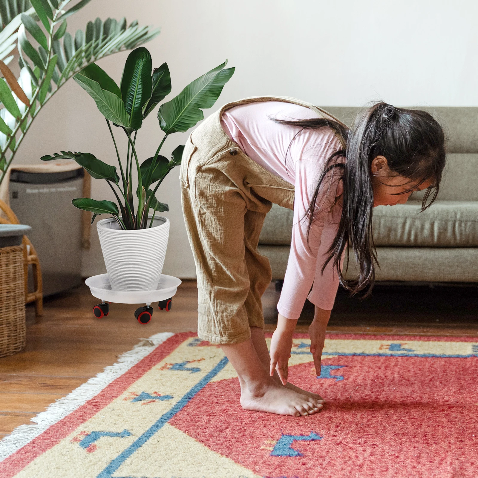 

1pc Movable Flowerpot Tray Resin Plant Pot Holder With Smooth Wheels Durable Garden Supplies Water Storage Base