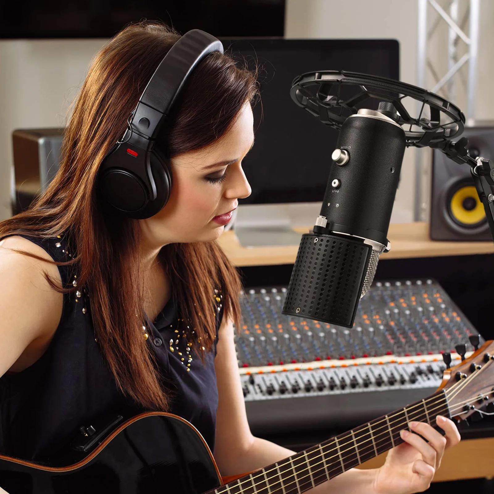 

1Pcs Professional Microphone Wind Screen Filter Shield Easy Install Recording Equipment Prevent Saliva Wind Breath Interference