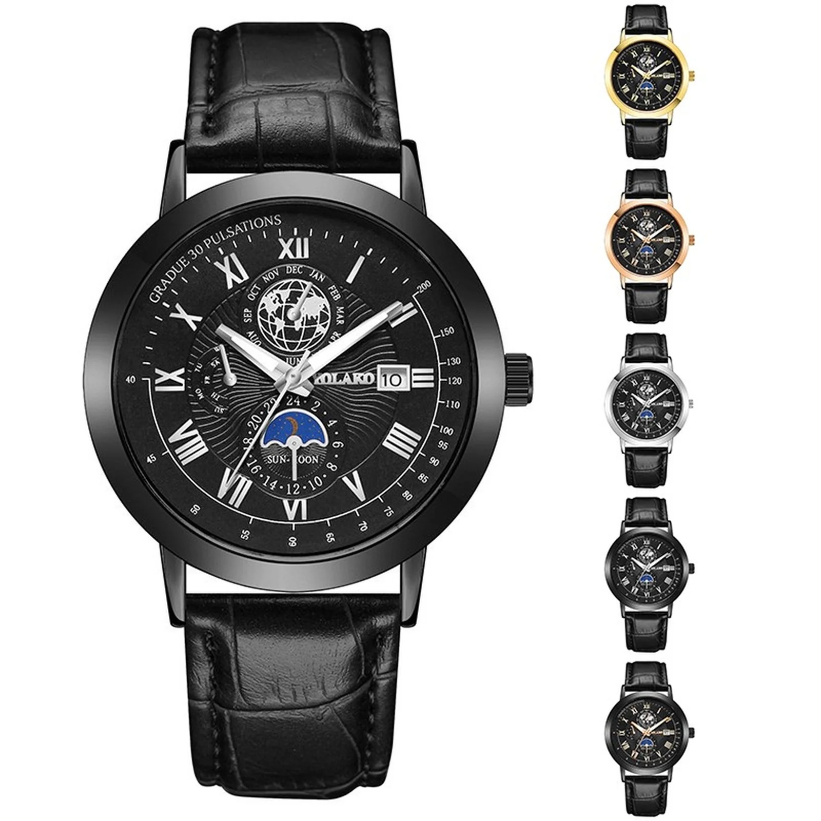 New Men Fashion Business Quartz Watch Classic Round Dial Leather Strap Wristwatch Gentleman Elegant Daily Wear Decoration