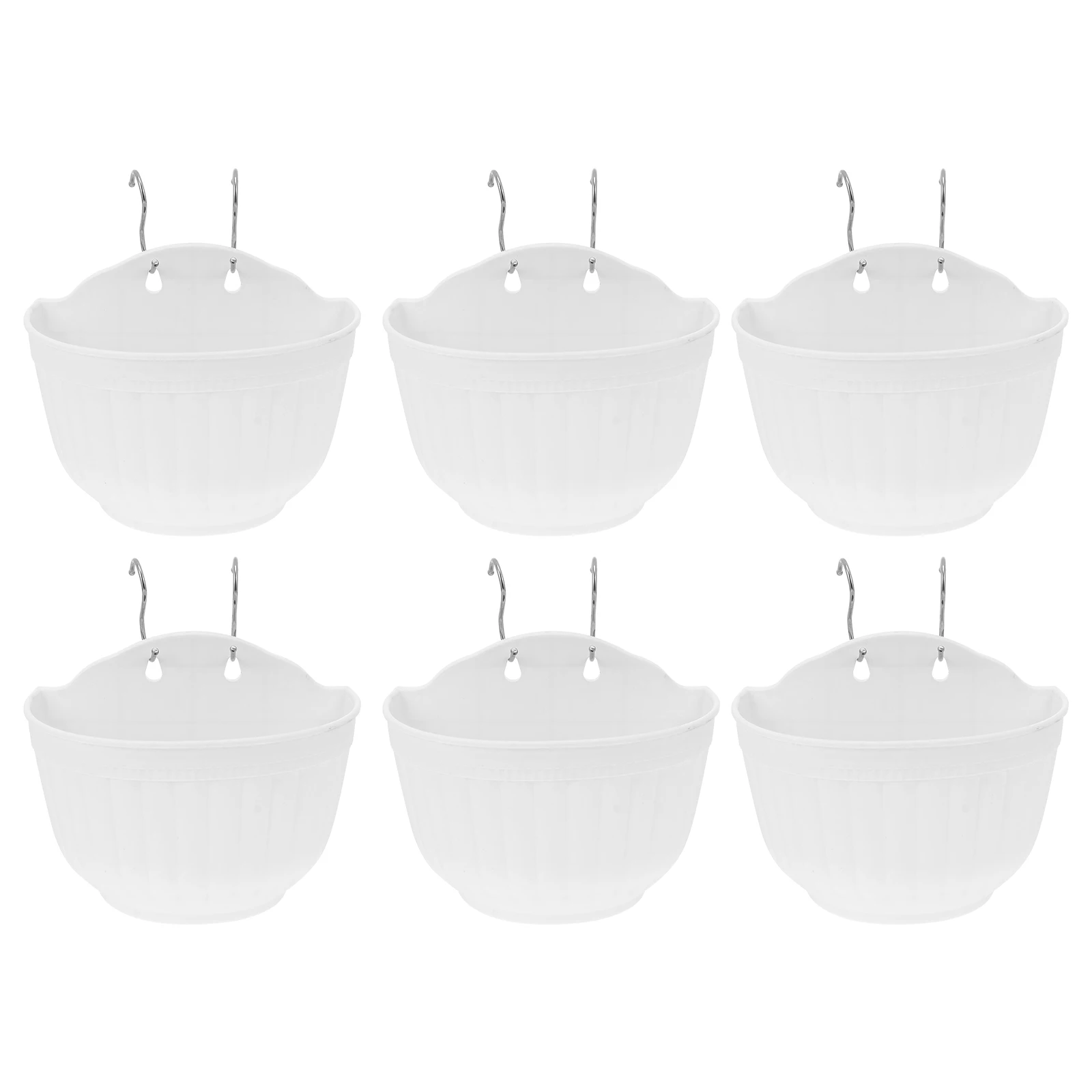 

6 set Plastic Green Flower Pot Hanging Planter Wall-Mounted Flowerpot Balcony Decor Creative Flower Container