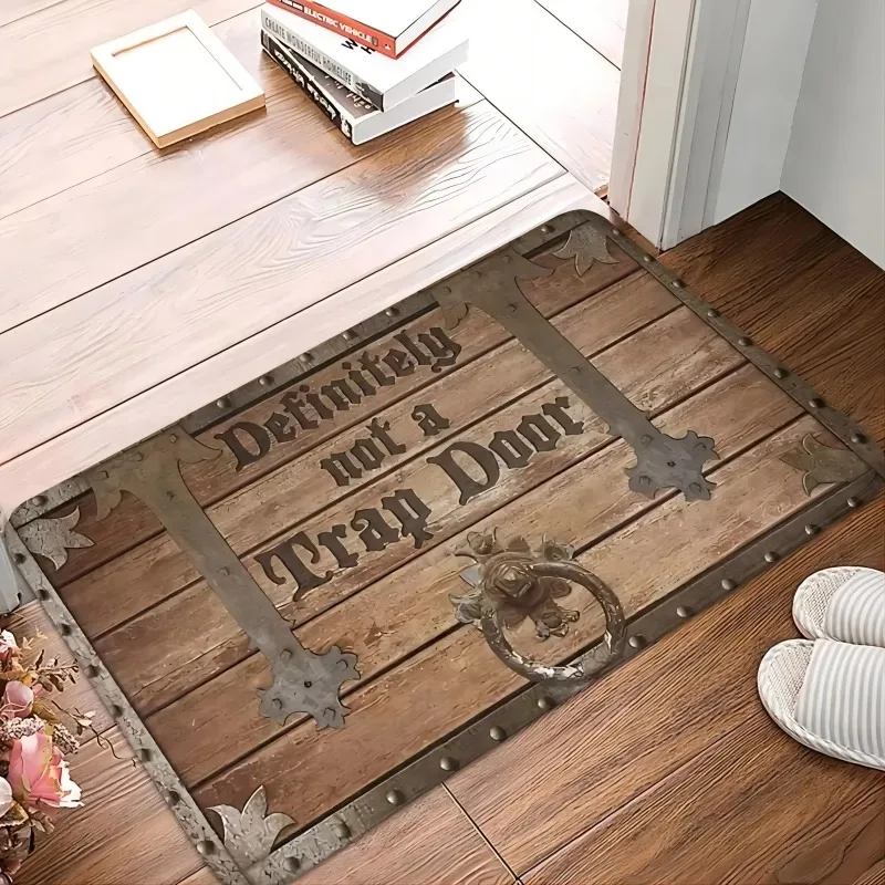 Letter Printed Floor Mat Definitely Not A Trap Door Entrance Doormat Home Room Decor Non Slip Washable Carpets Bath Kitchen Rugs - Image 2