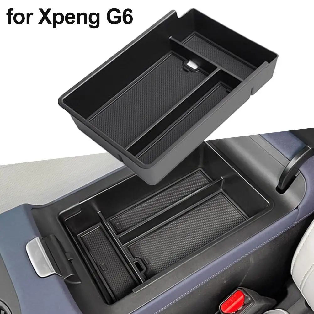 

For Xpeng G6 Car Center Console Tray Armrest Storage Stowing Black Organizer Tidying Accessories Interior Box T1K2