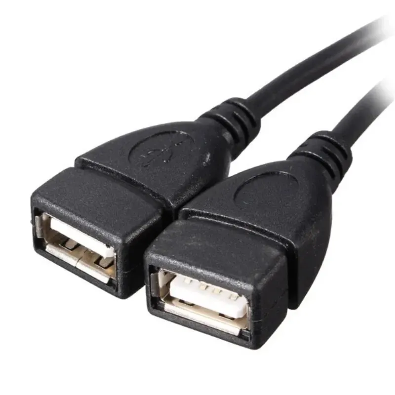 High Quality USB 2.0 Cable USB Double Splitter Adapter Cable One To Two Female To USB 2 Male Power Extension Cable